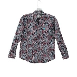 Cinch Button Down‎ Shirt Kids M 10 Multi Paisley Western Long Sleeve Rodeo Ranch